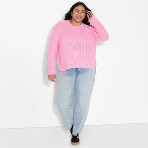 Wild Fable 3X Crewneck Cotton Cable Pullover Sweater - NWT